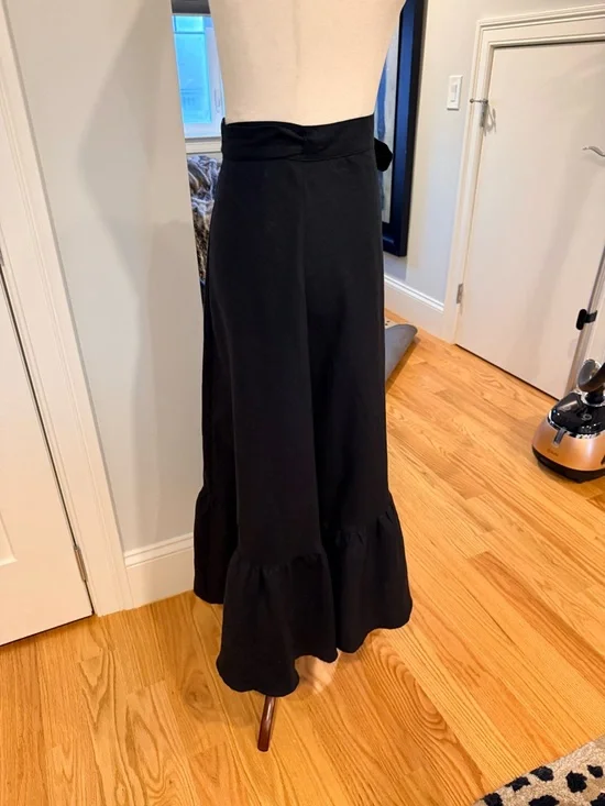 Reformation Black Linen Wrap Ruffle Skirt - Picture 14 of 15